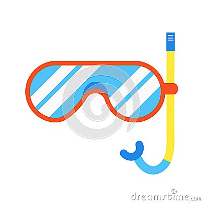 Diving or snorkel mask flat style design vector illustration icon sign isolated on white background. Vector Illustration
